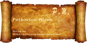 Petkovics Mózes névjegykártya